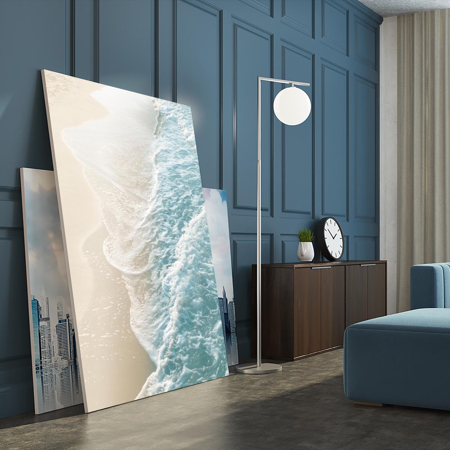 Soft Teal Gold Ocean Dream Waves #1