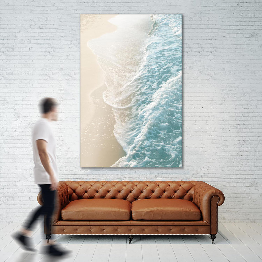 Soft Teal Gold Ocean Dream Waves #1