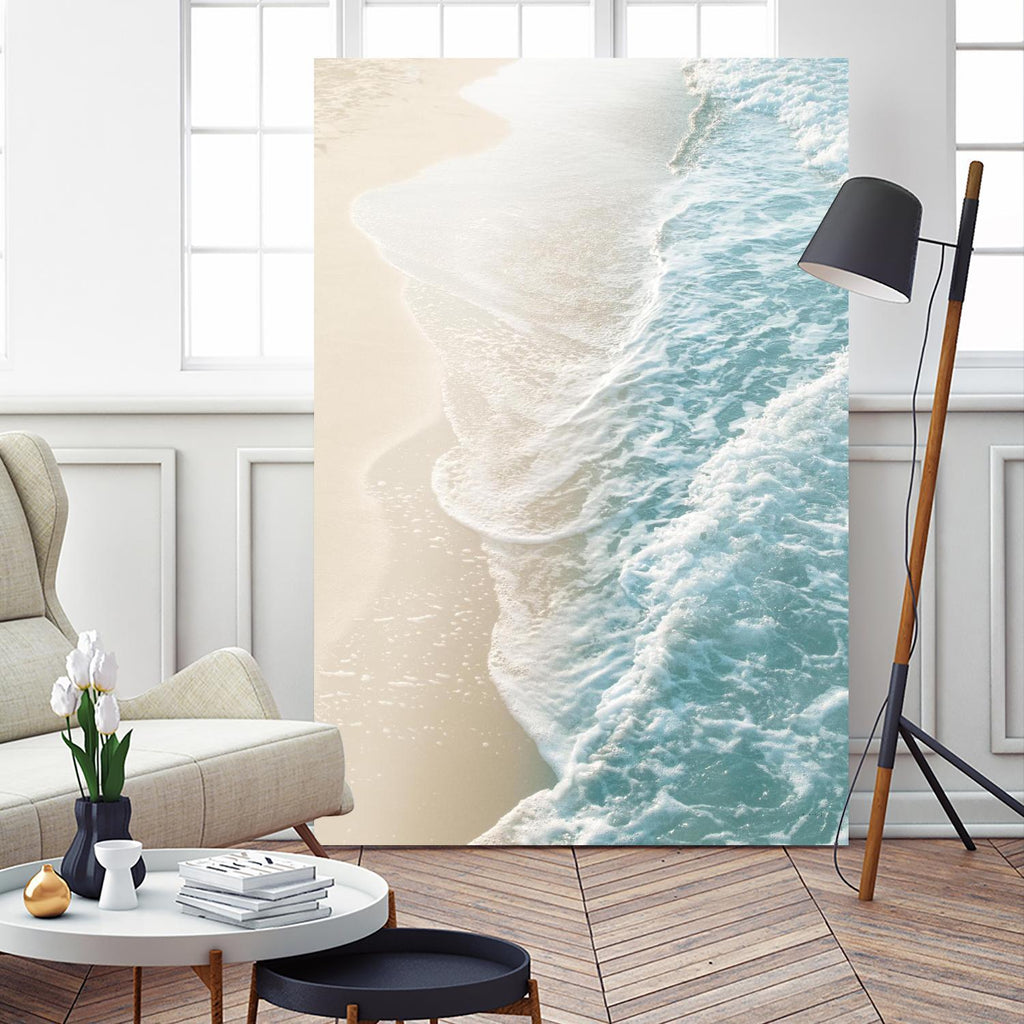 Soft Teal Gold Ocean Dream Waves #1