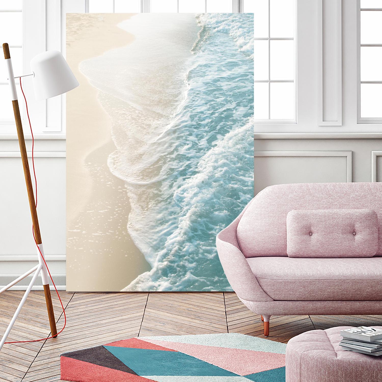 Soft Teal Gold Ocean Dream Waves #1