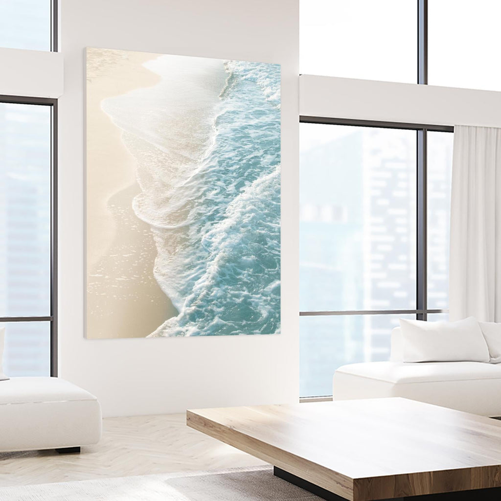 Soft Teal Gold Ocean Dream Waves #1