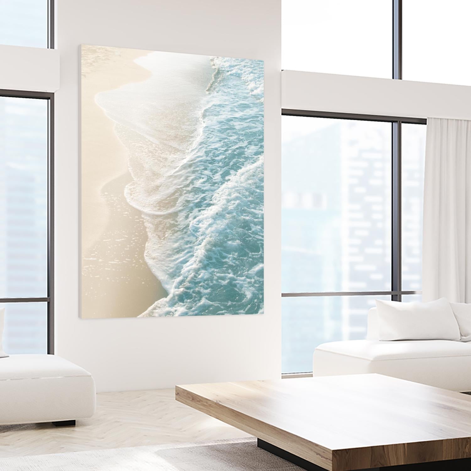 Soft Teal Gold Ocean Dream Waves #1