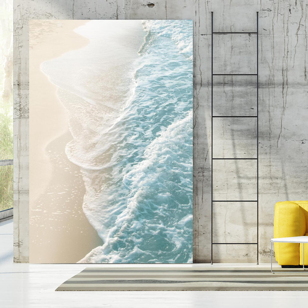 Soft Teal Gold Ocean Dream Waves #1