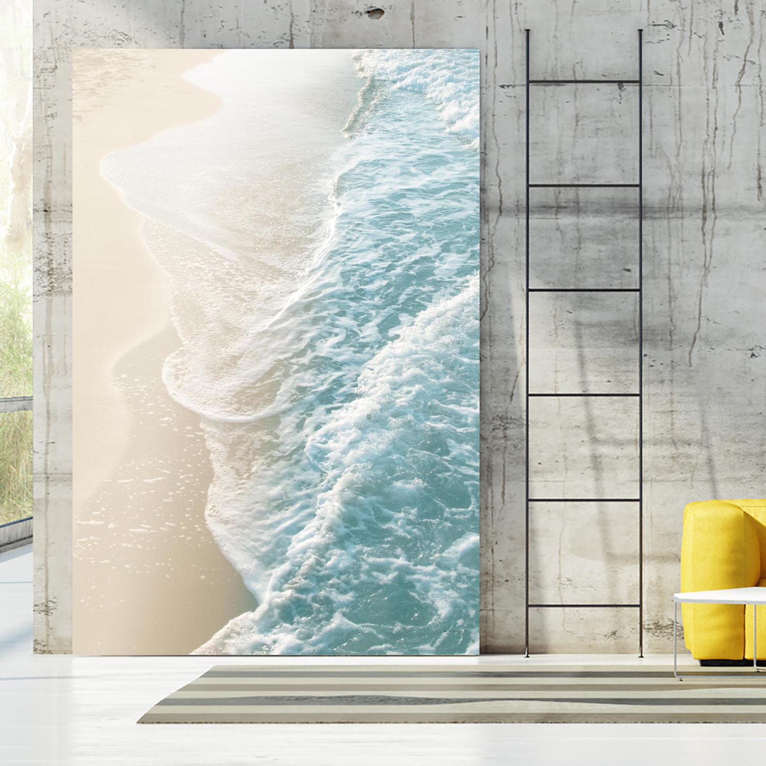 Soft Teal Gold Ocean Dream Waves #1