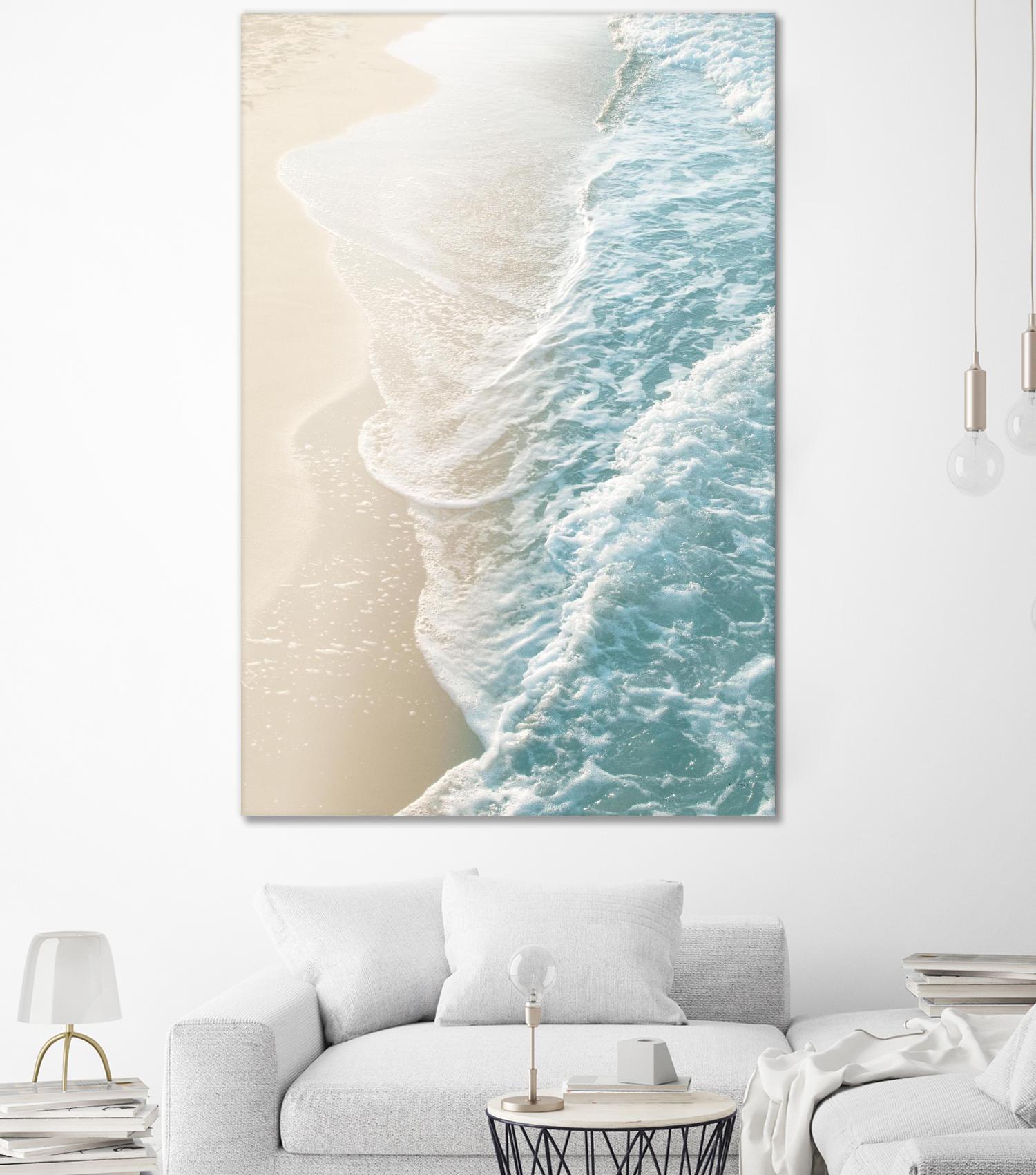 Soft Teal Gold Ocean Dream Waves #1