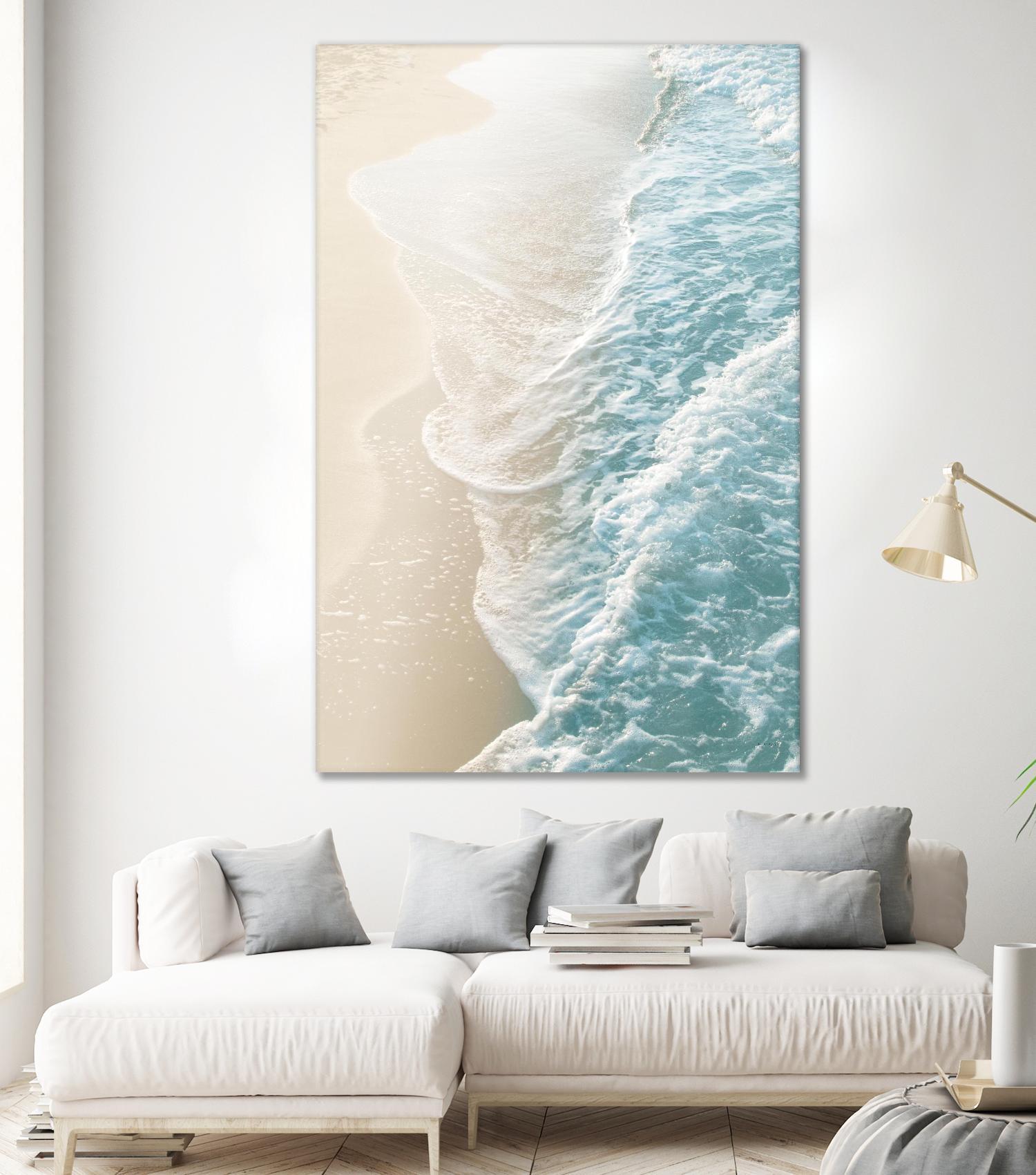 Soft Teal Gold Ocean Dream Waves #1