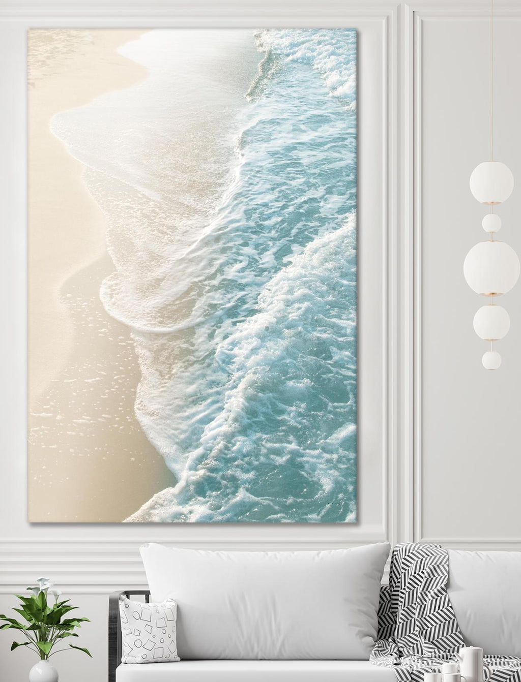 Soft Teal Gold Ocean Dream Waves #1