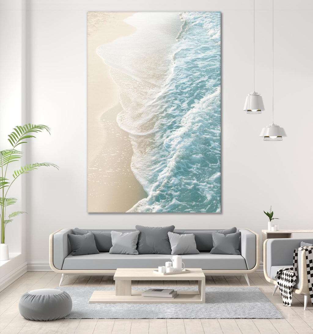 Soft Teal Gold Ocean Dream Waves #1