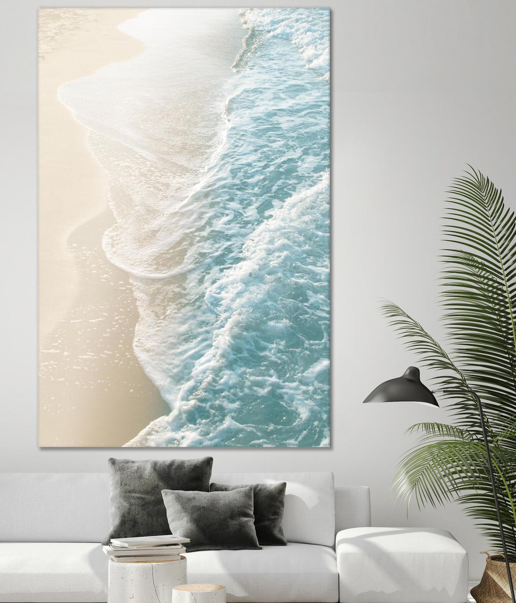 Soft Teal Gold Ocean Dream Waves #1