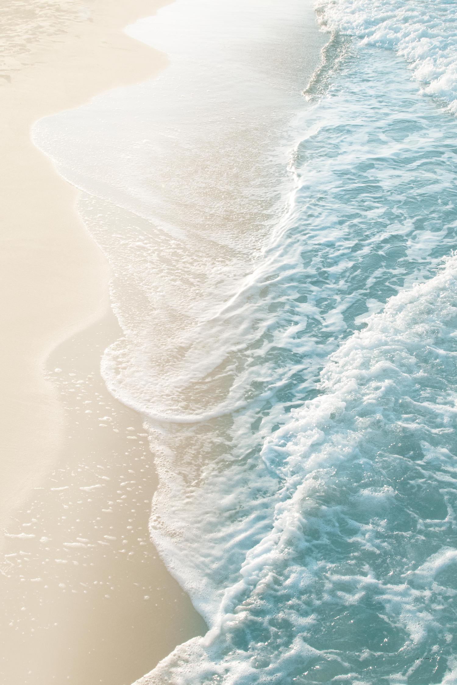 Soft Teal Gold Ocean Dream Waves #1