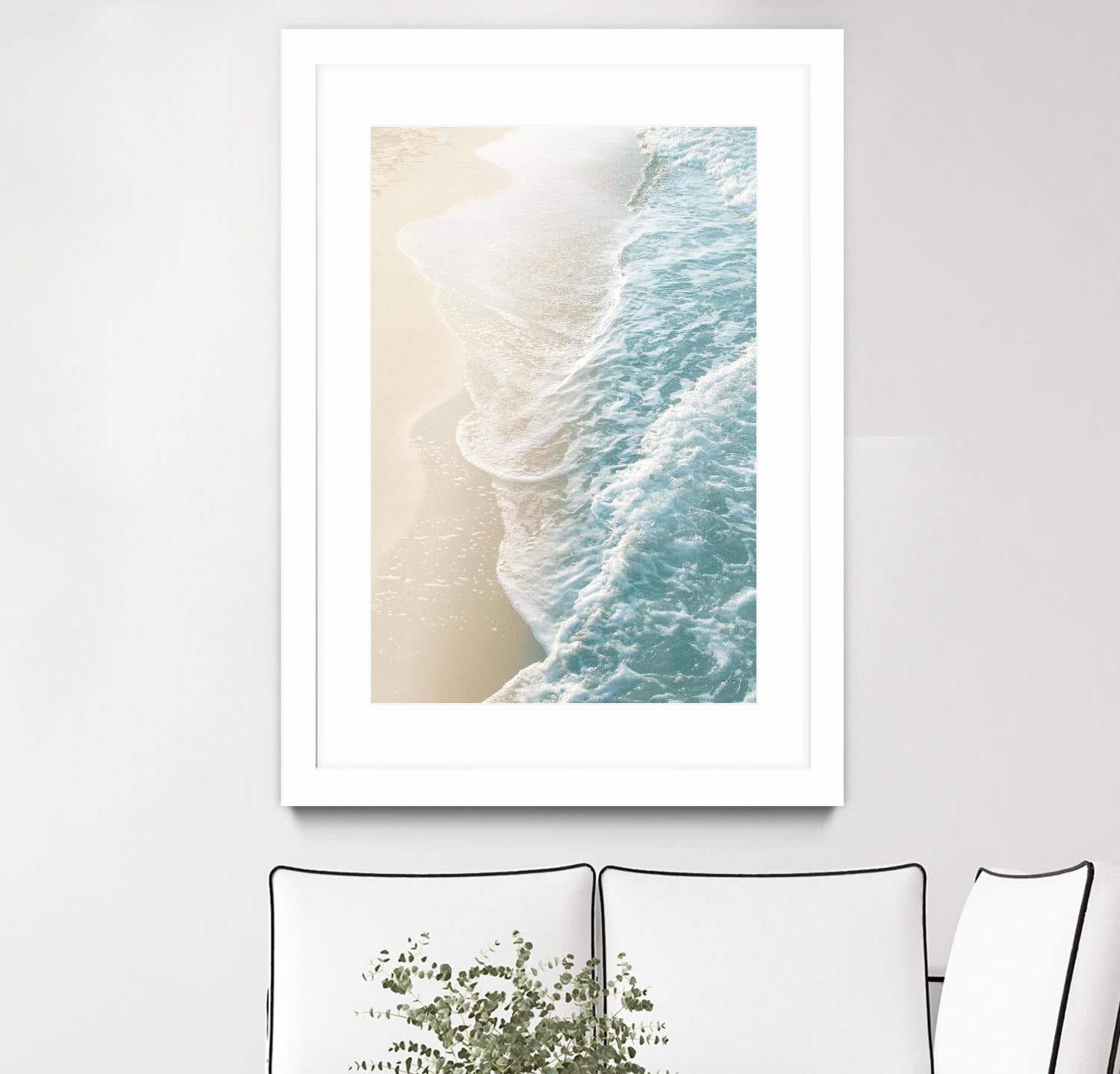 Soft Teal Gold Ocean Dream Waves #1