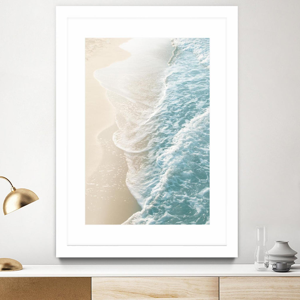 Soft Teal Gold Ocean Dream Waves #1