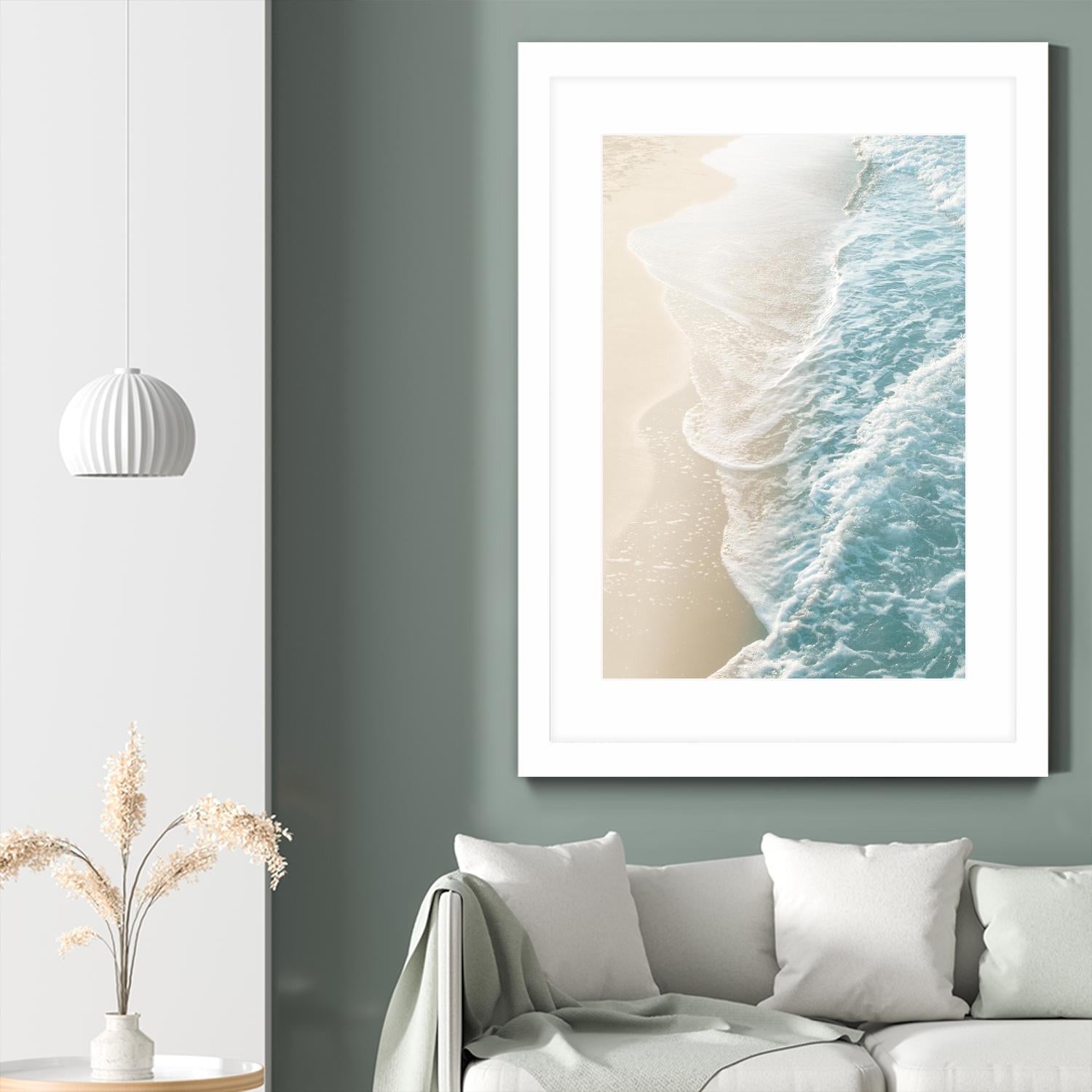 Soft Teal Gold Ocean Dream Waves #1