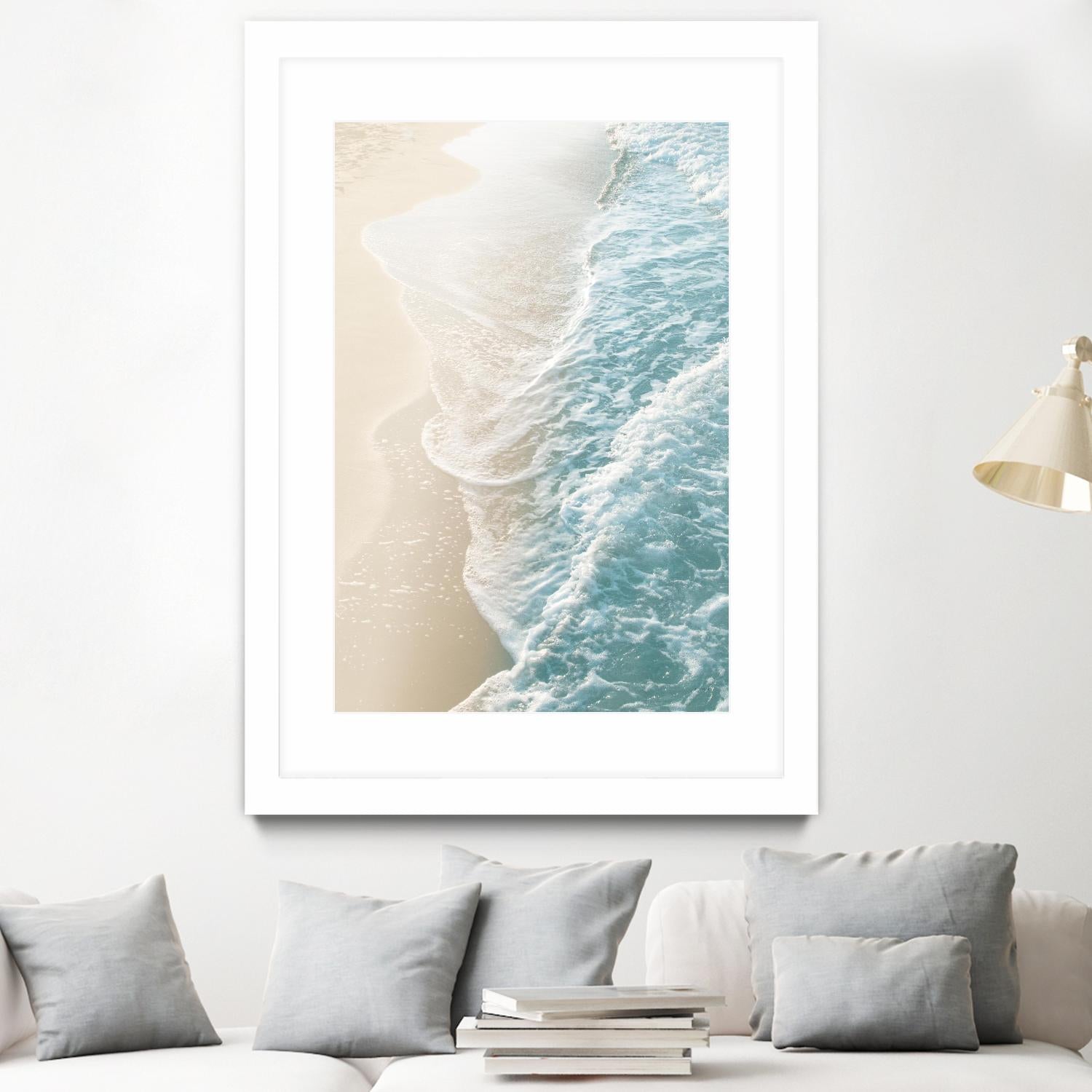 Soft Teal Gold Ocean Dream Waves #1