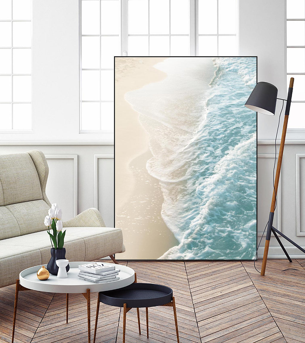 Soft Teal Gold Ocean Dream Waves #1