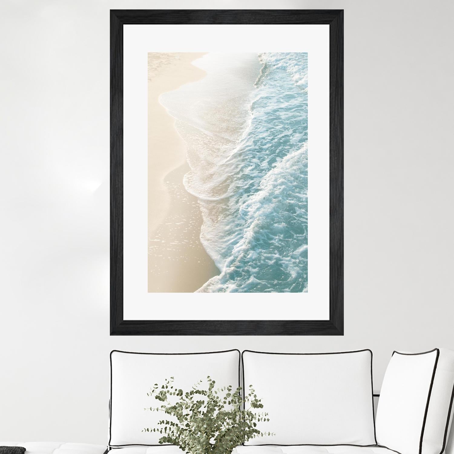 Soft Teal Gold Ocean Dream Waves #1