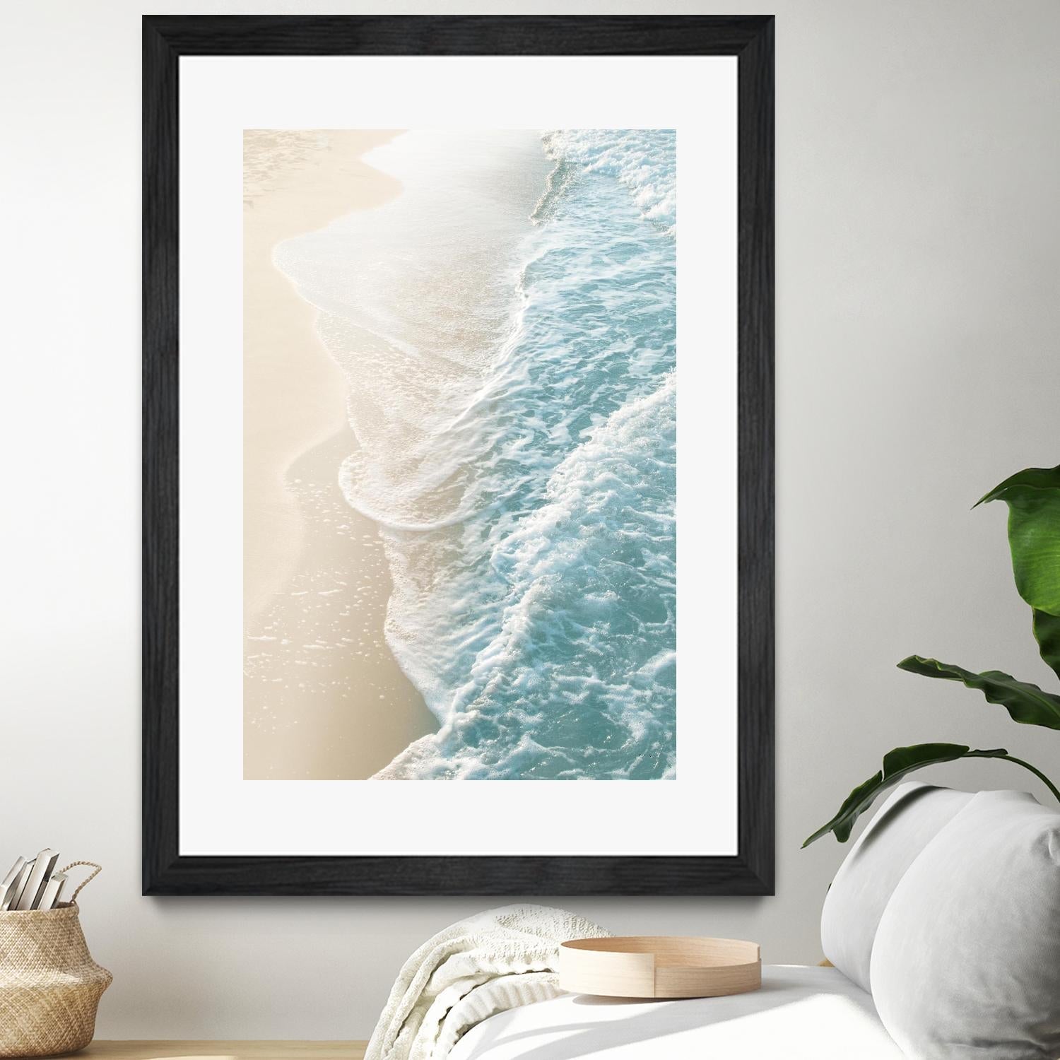 Soft Teal Gold Ocean Dream Waves #1