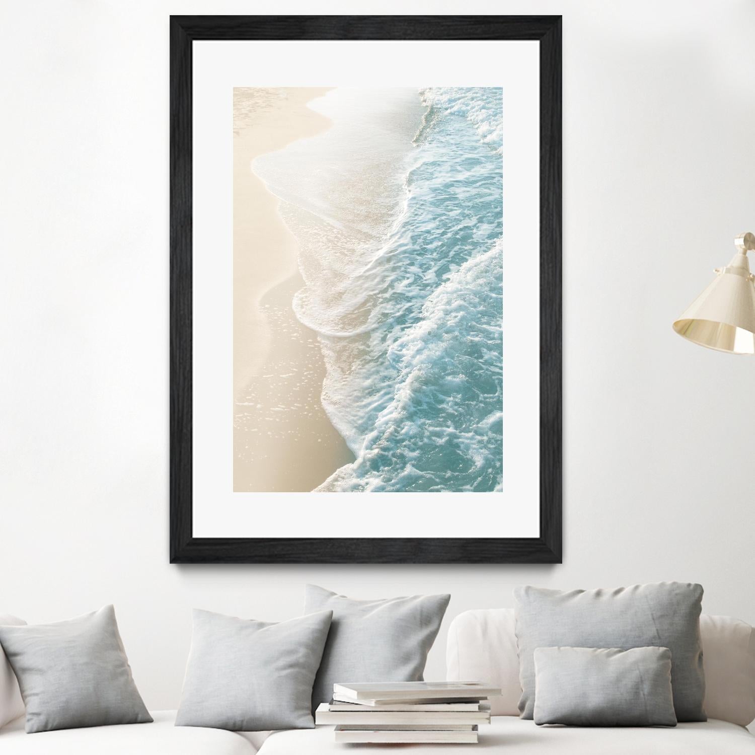 Soft Teal Gold Ocean Dream Waves #1