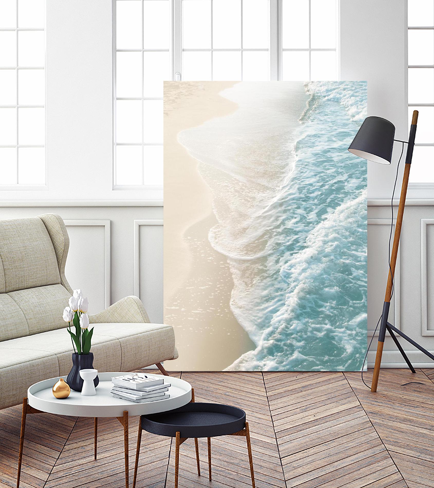 Soft Teal Gold Ocean Dream Waves #1