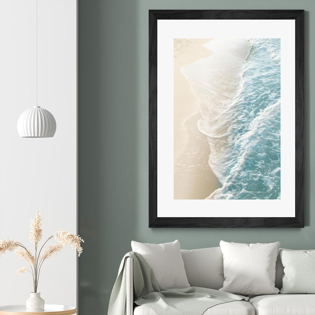 Soft Teal Gold Ocean Dream Waves #1