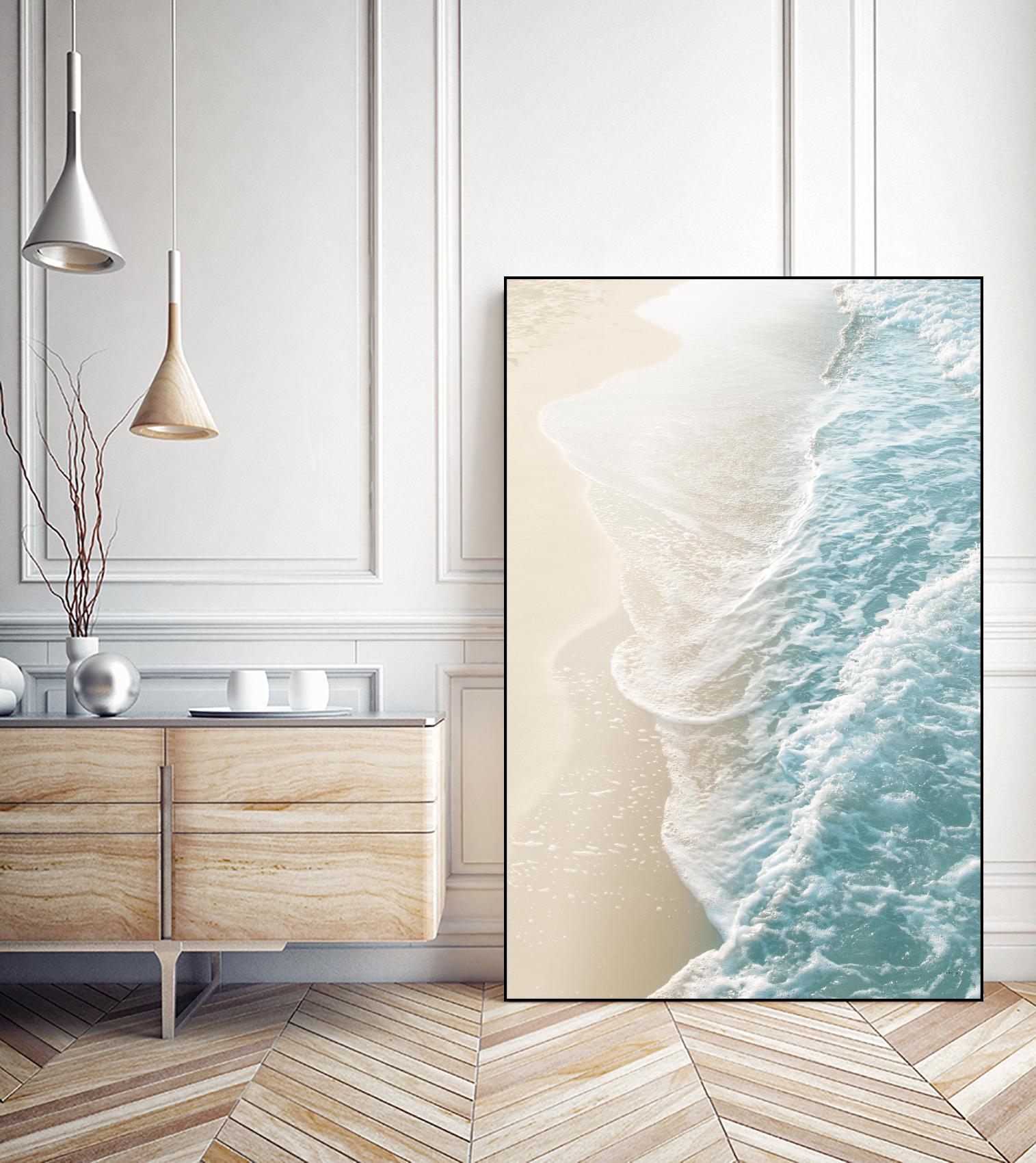 Soft Teal Gold Ocean Dream Waves #1