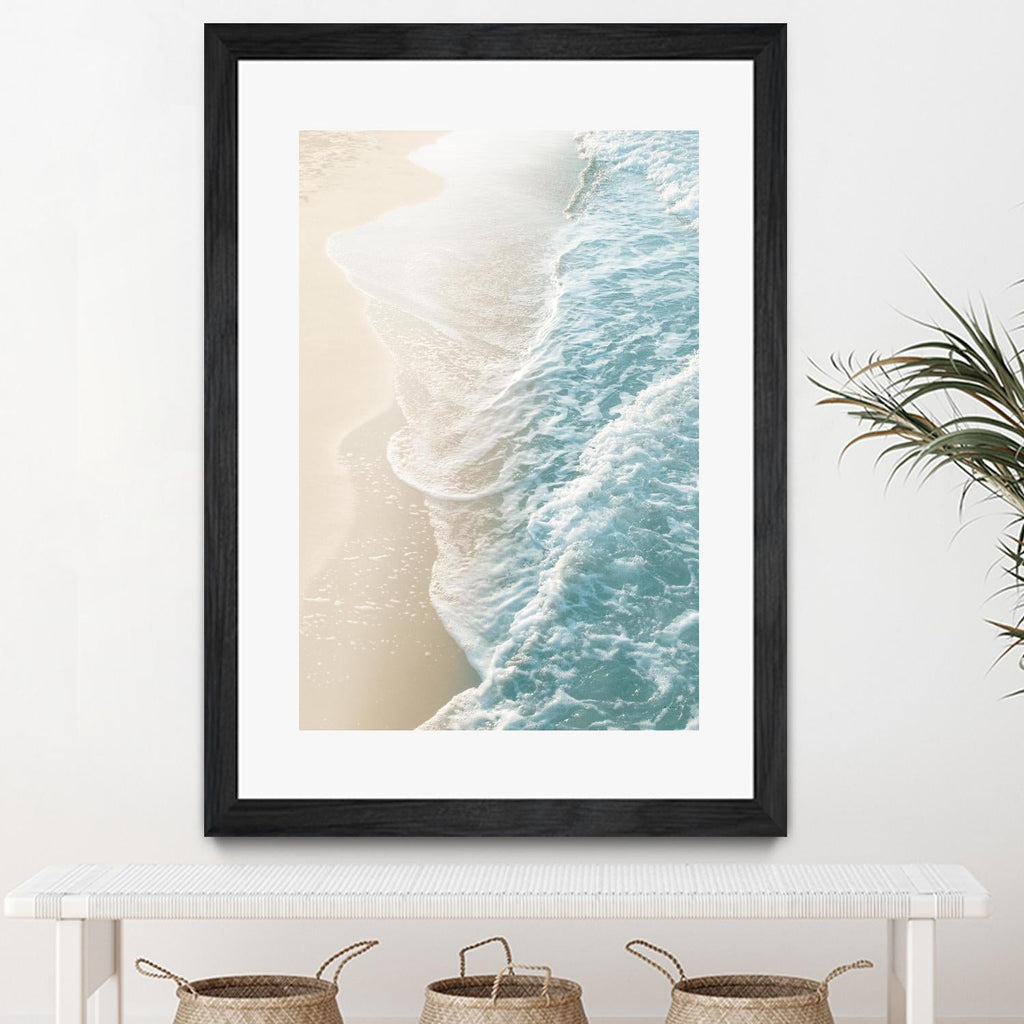 Soft Teal Gold Ocean Dream Waves #1