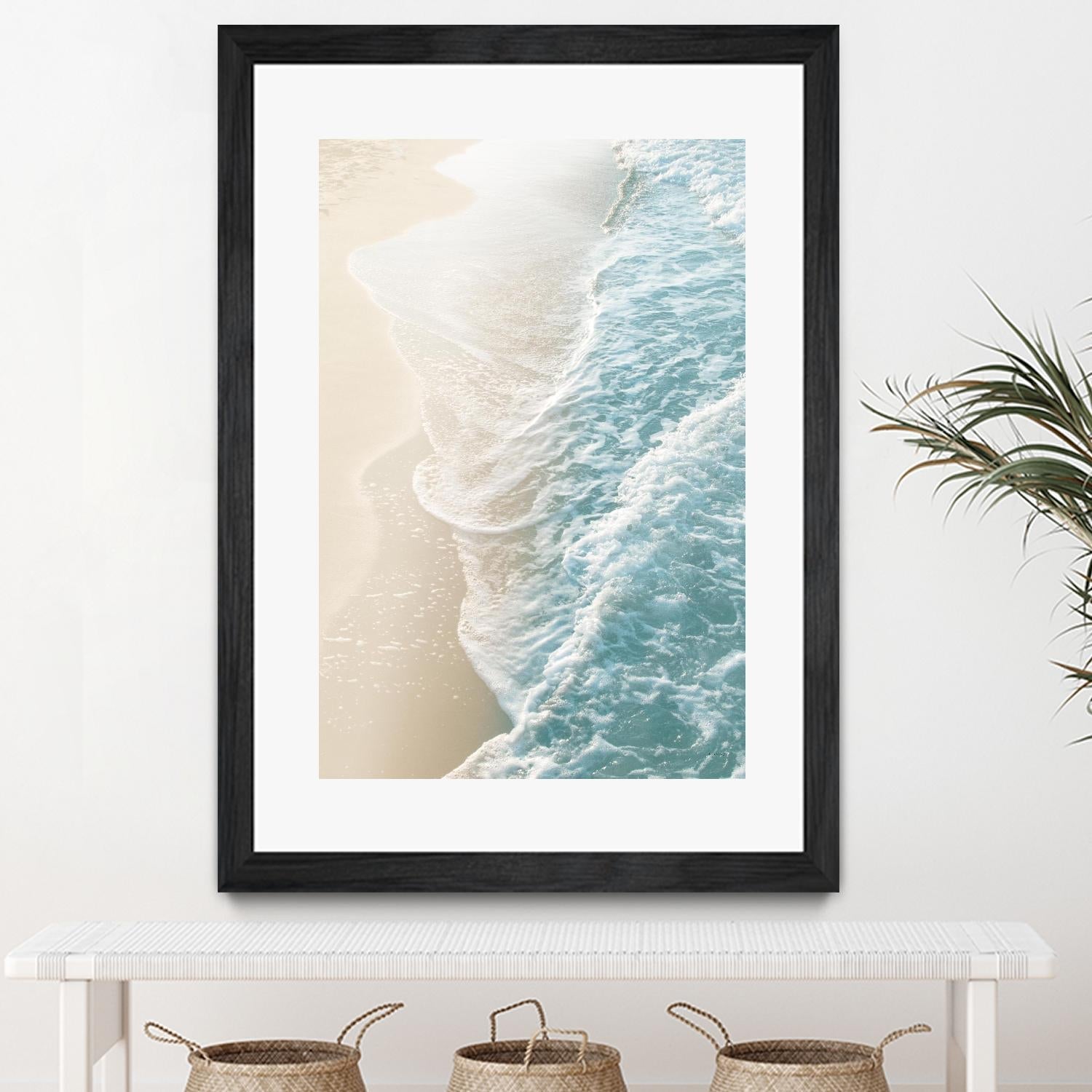 Soft Teal Gold Ocean Dream Waves #1