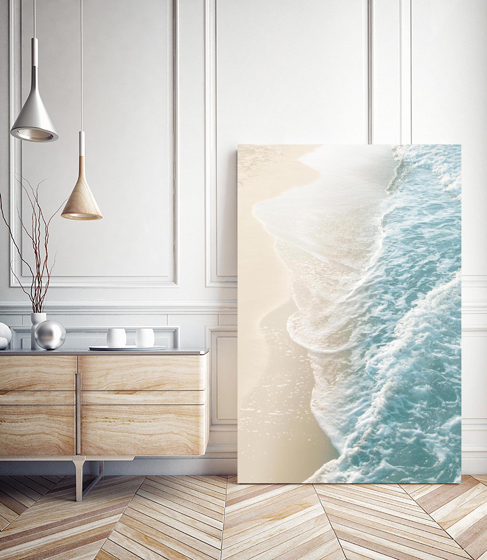 Soft Teal Gold Ocean Dream Waves #1