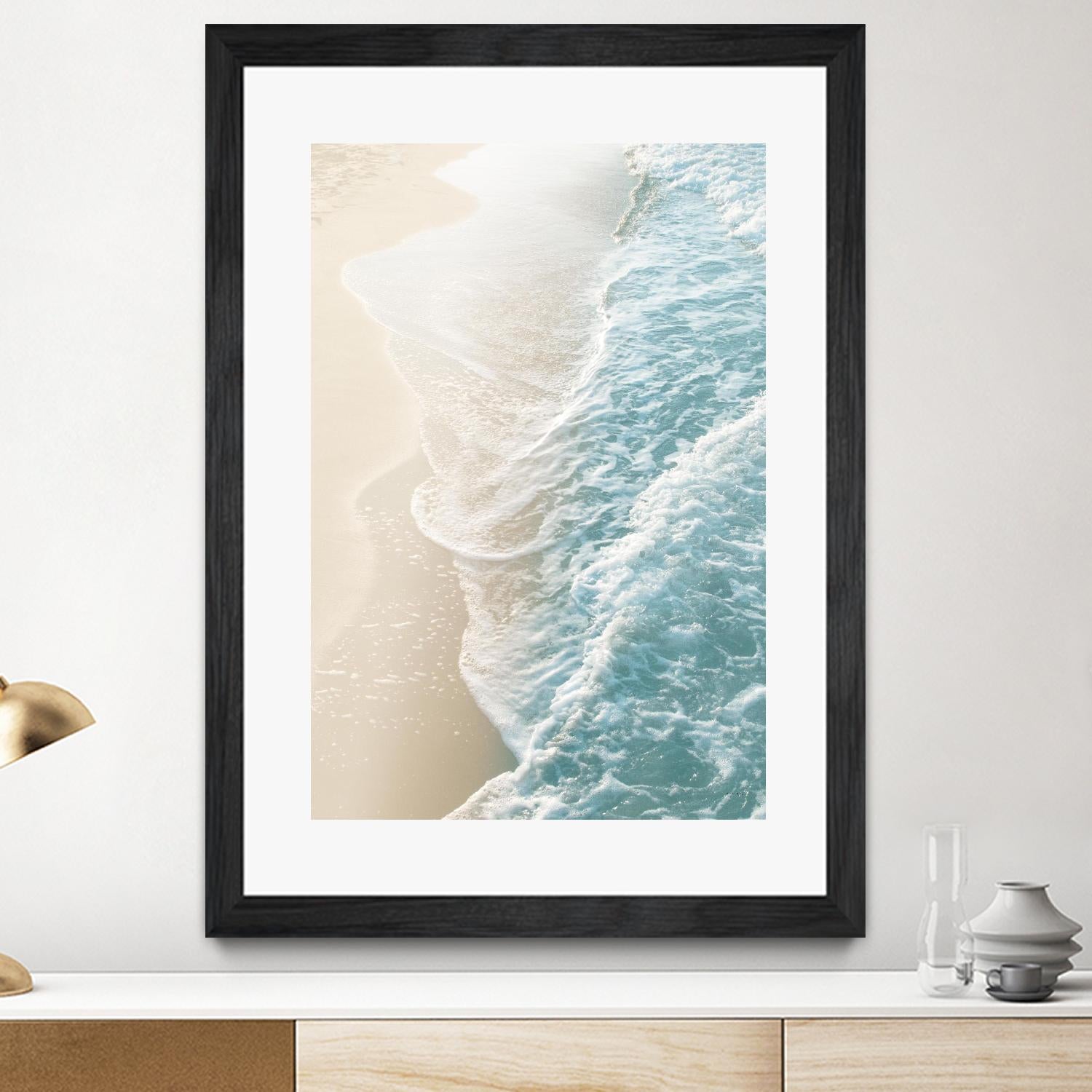 Soft Teal Gold Ocean Dream Waves #1