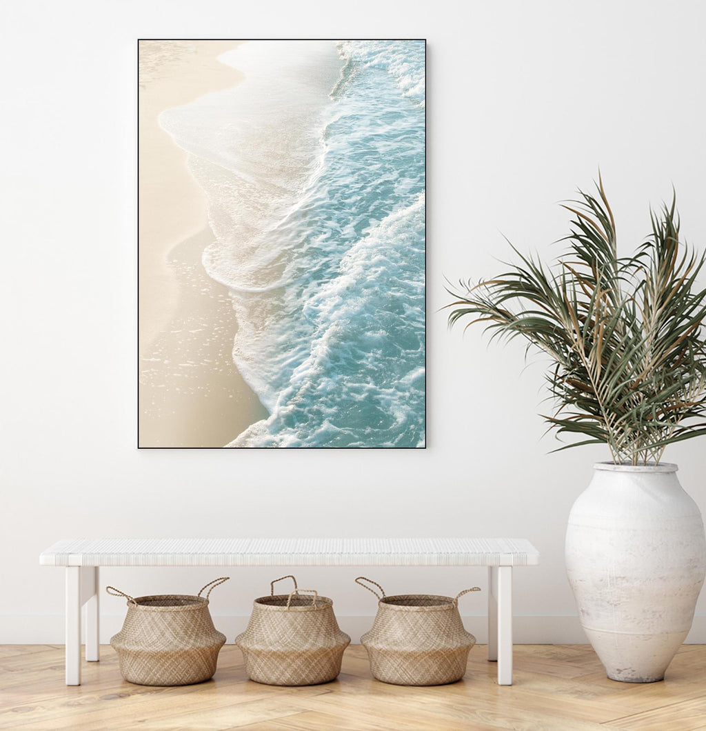 Soft Teal Gold Ocean Dream Waves #1