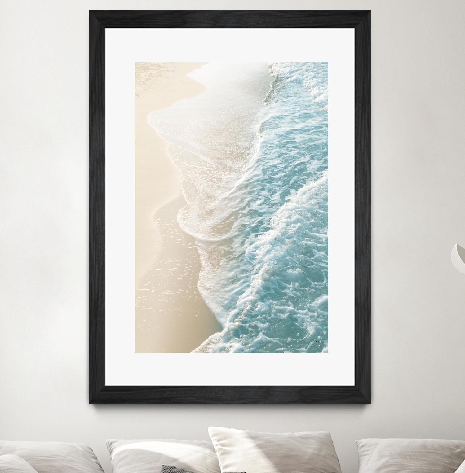 Soft Teal Gold Ocean Dream Waves #1