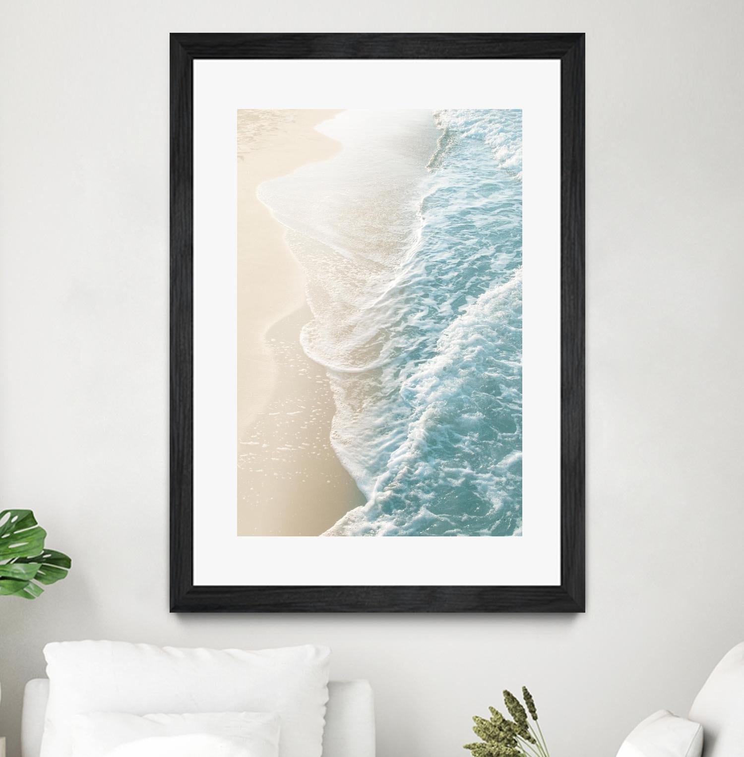 Soft Teal Gold Ocean Dream Waves #1