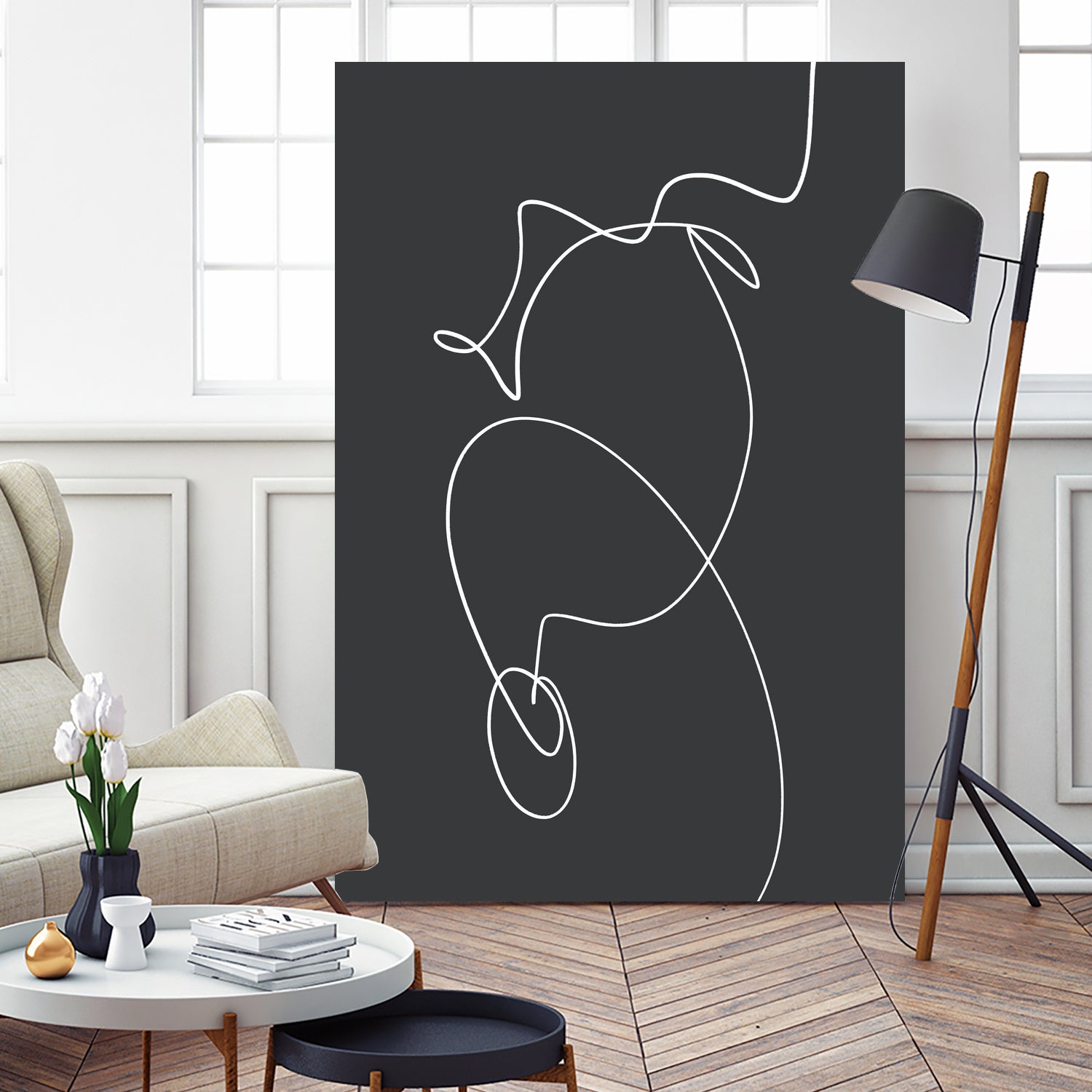 White Squiggle On A Dark Background