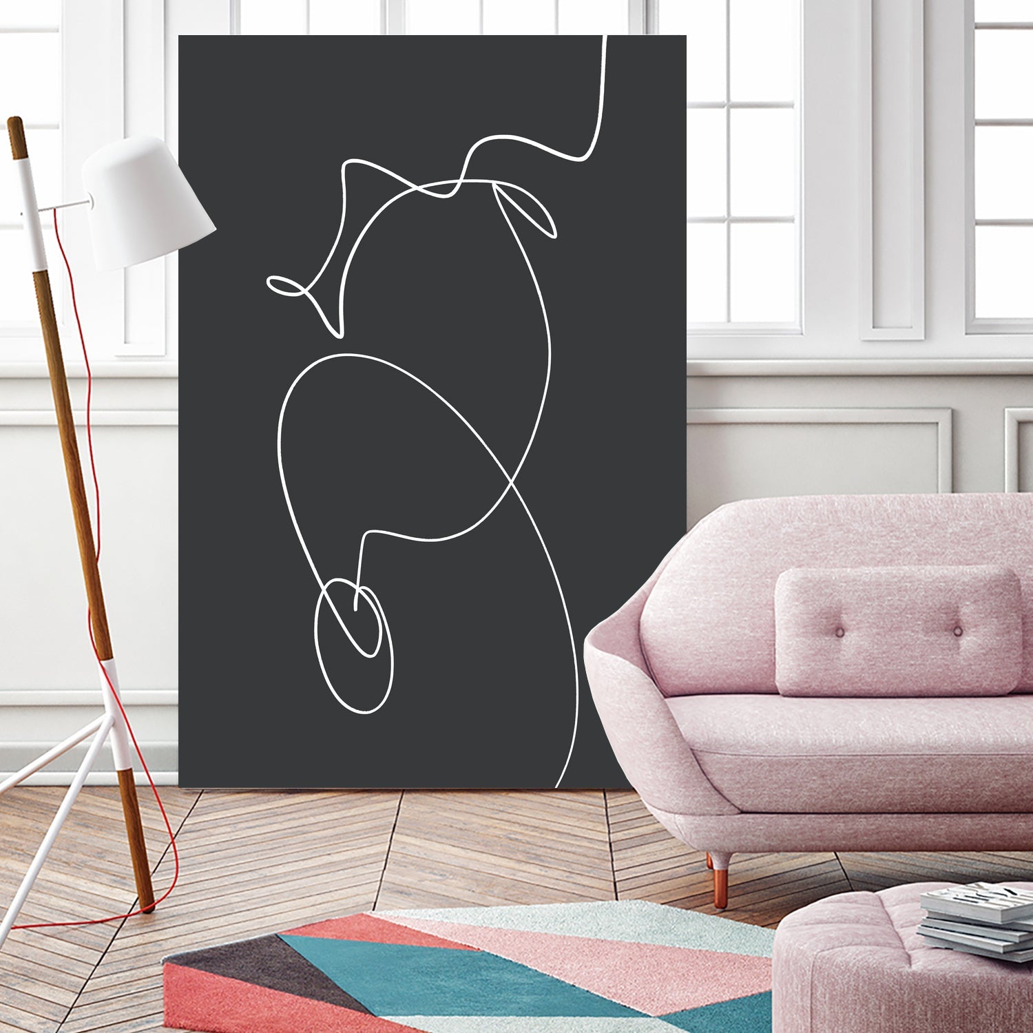 White Squiggle On A Dark Background