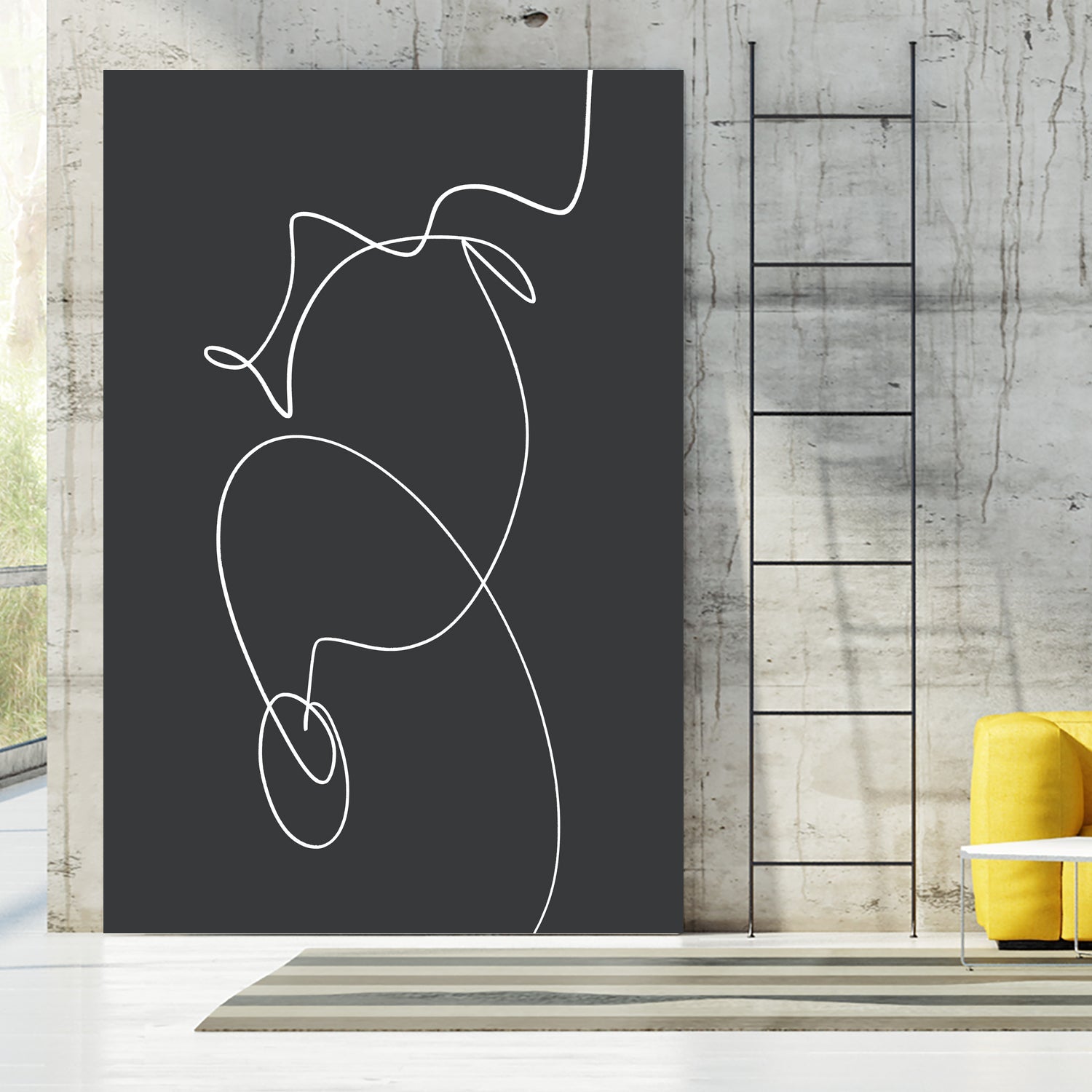 White Squiggle On A Dark Background
