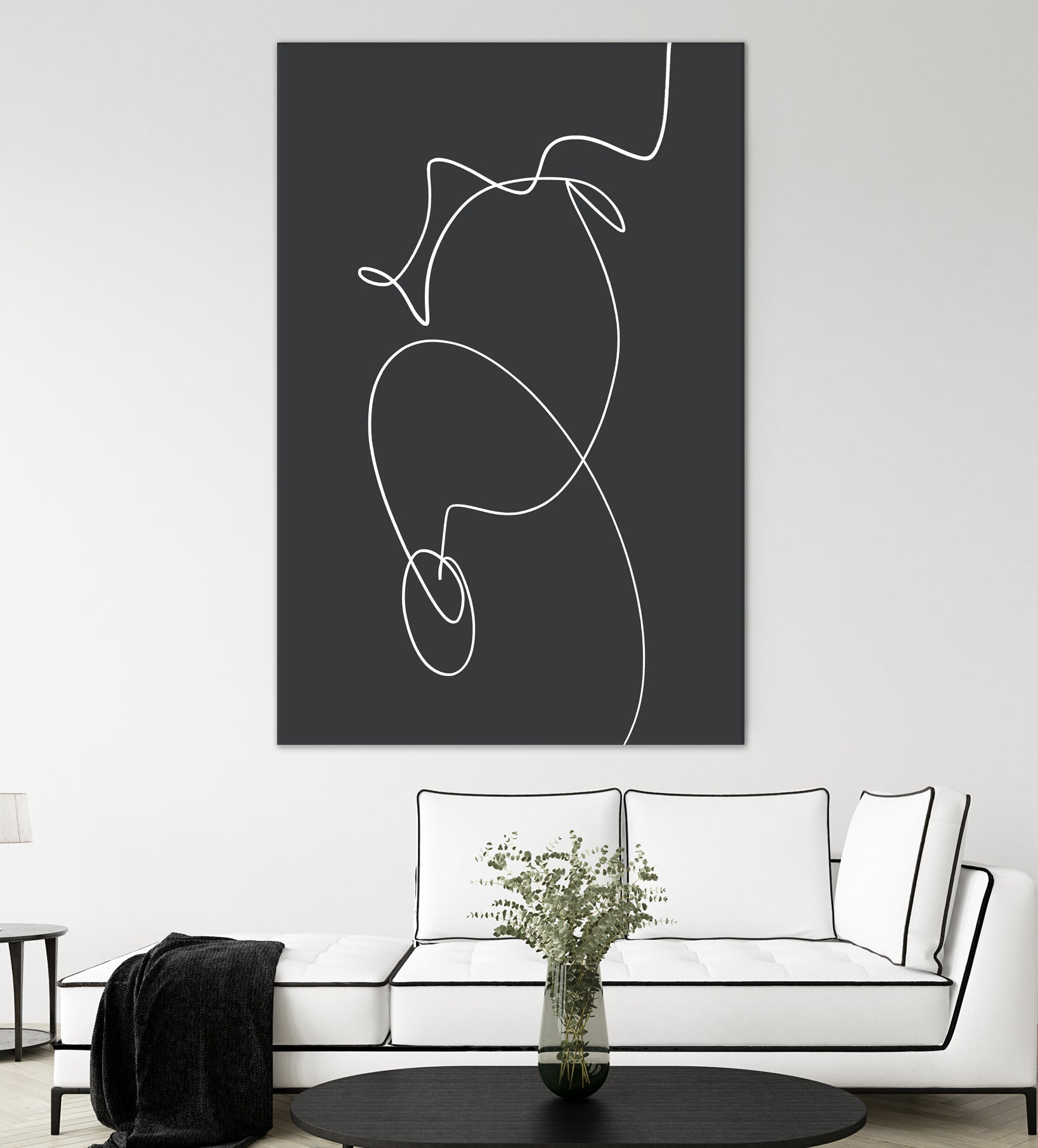 White Squiggle On A Dark Background