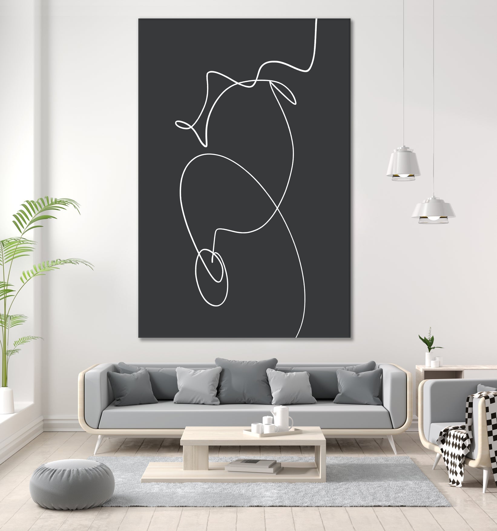 White Squiggle On A Dark Background