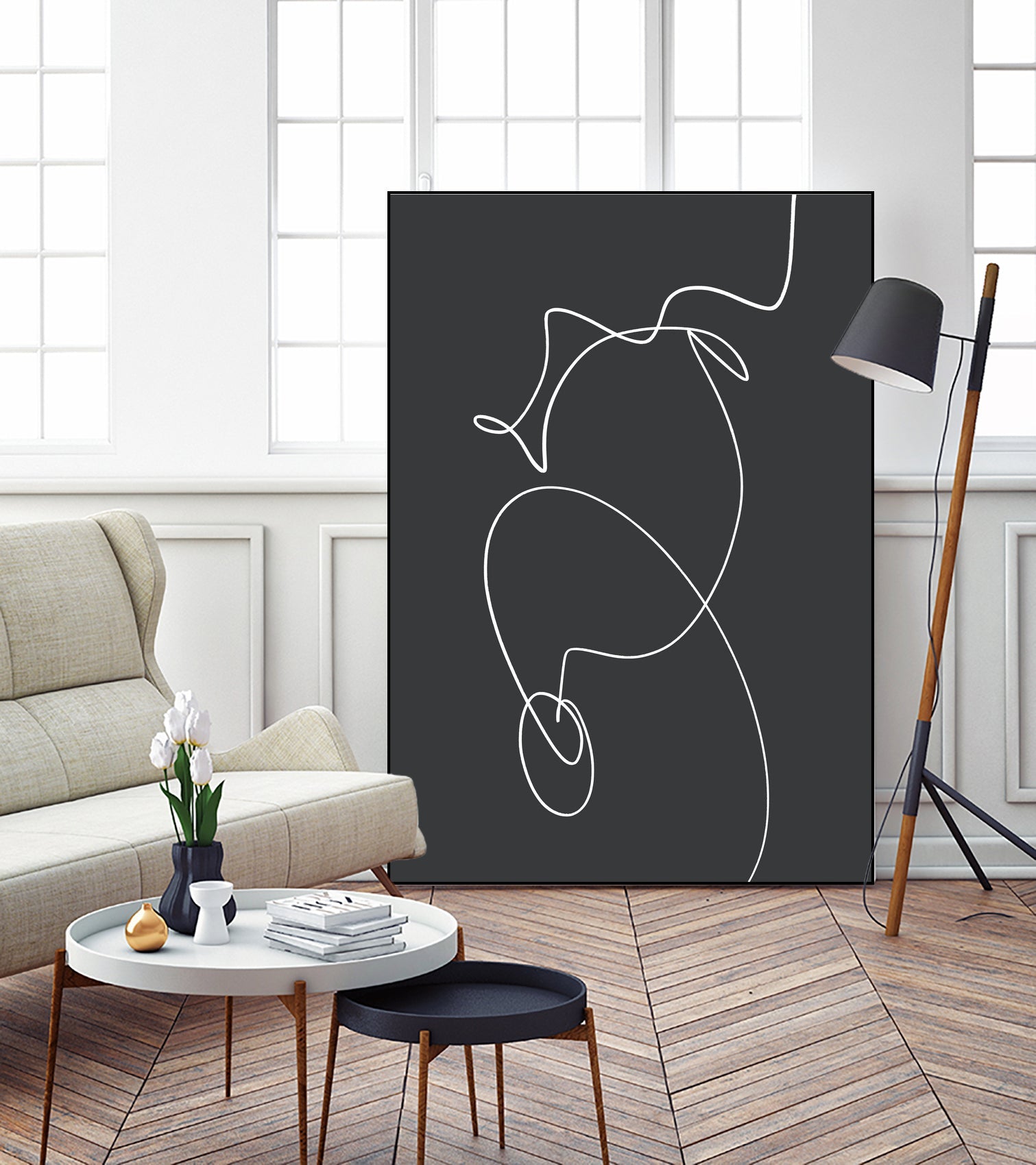 White Squiggle On A Dark Background