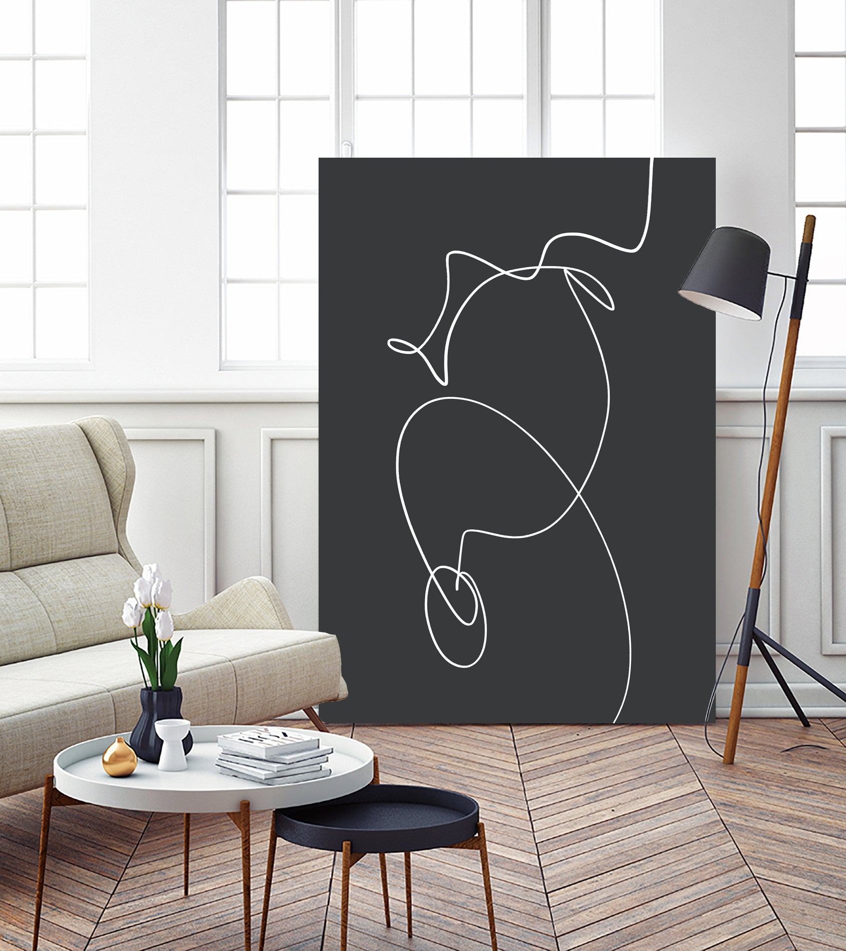 White Squiggle On A Dark Background