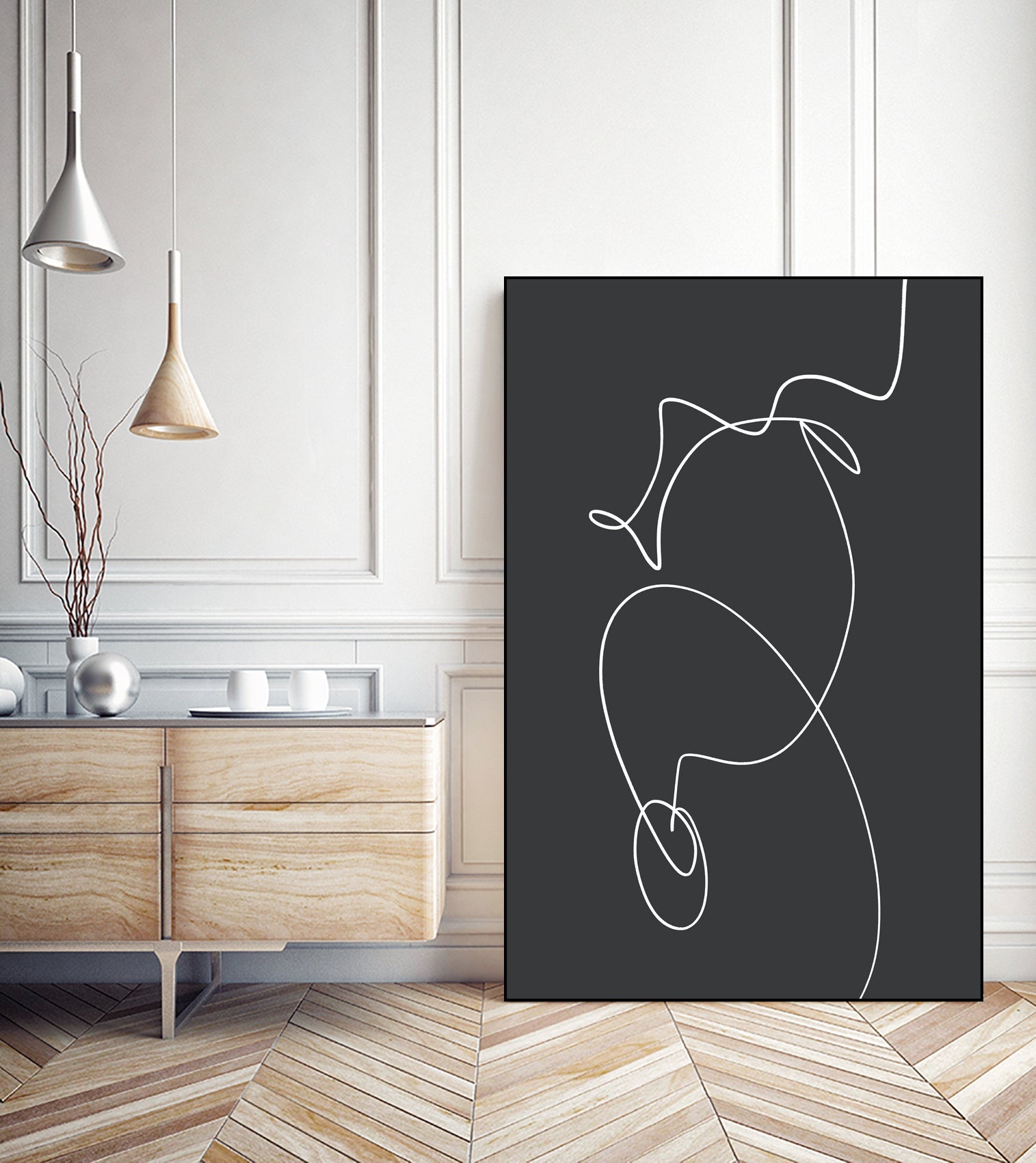 White Squiggle On A Dark Background