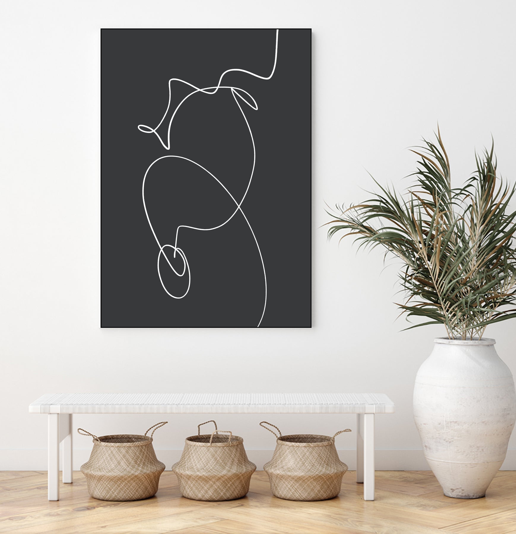 White Squiggle On A Dark Background