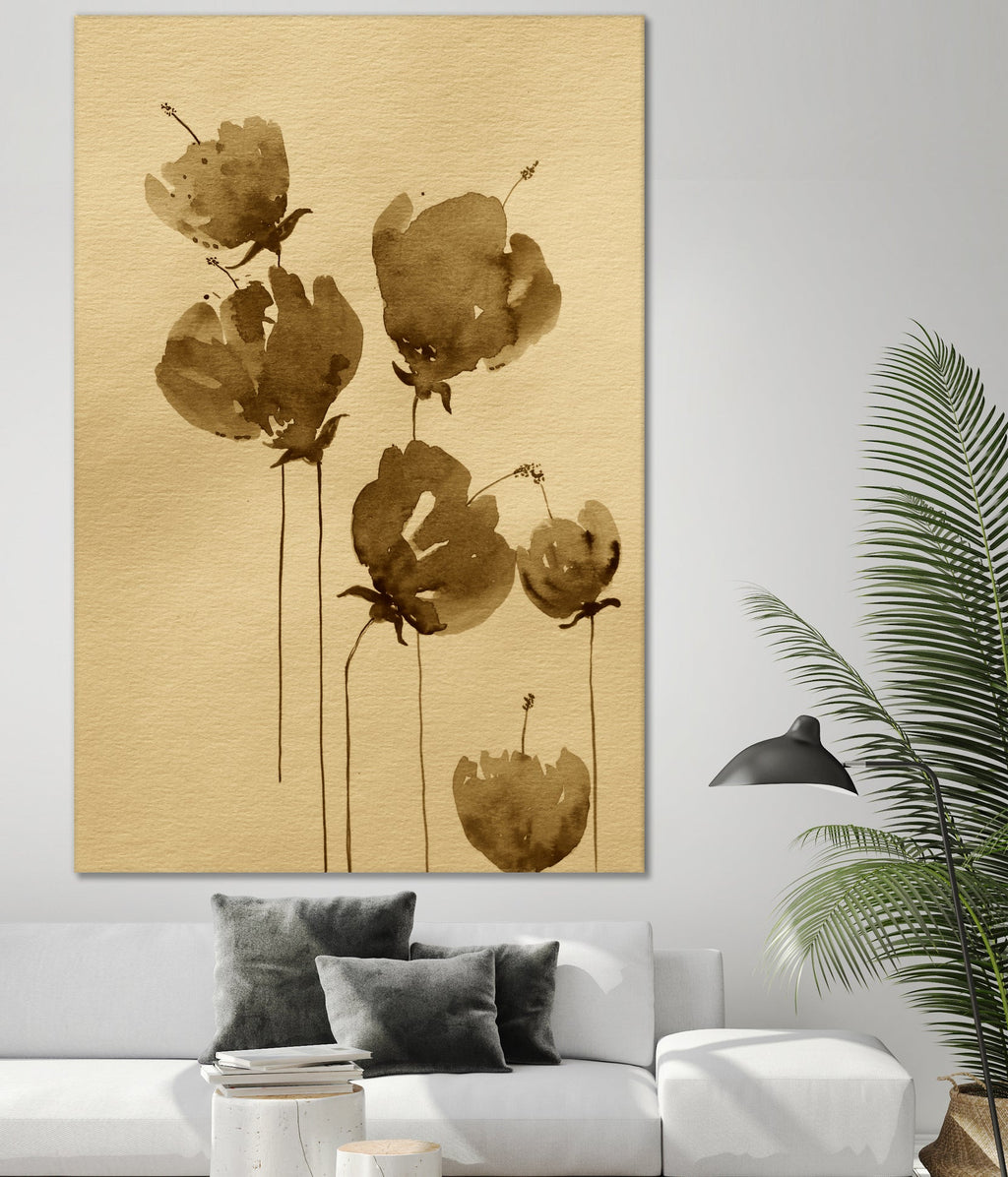 Poppies In Muted Sepia Tones
