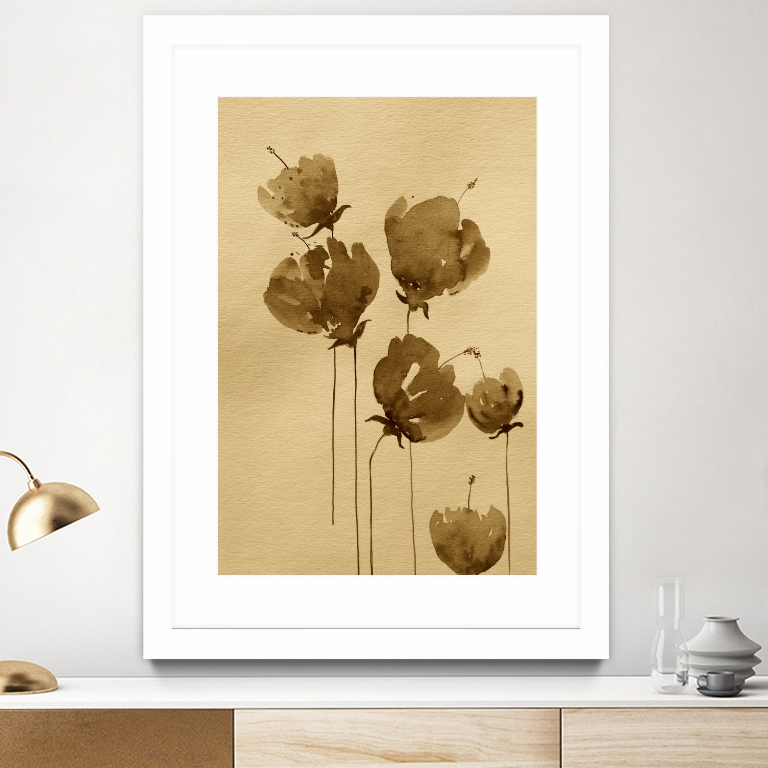 Poppies In Muted Sepia Tones