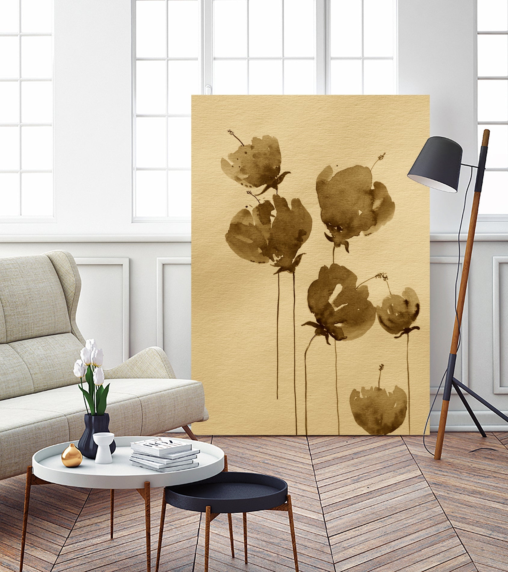 Poppies In Muted Sepia Tones