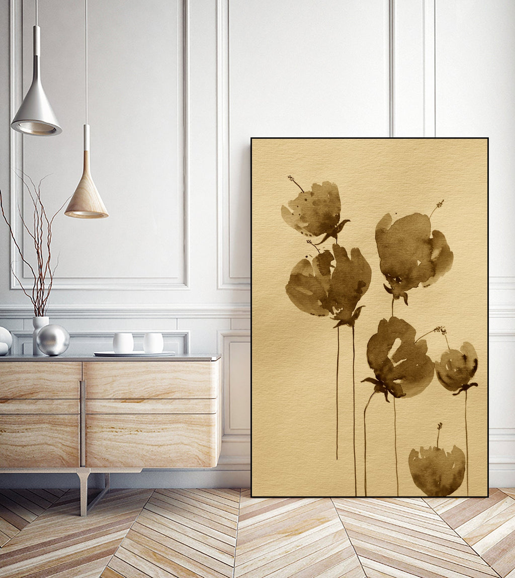 Poppies In Muted Sepia Tones
