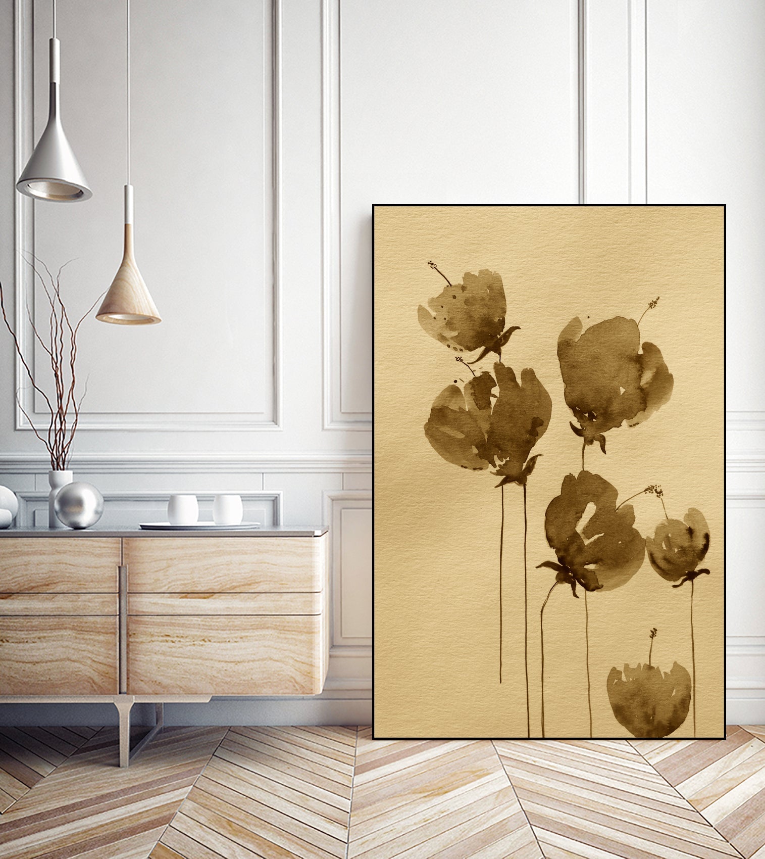 Poppies In Muted Sepia Tones