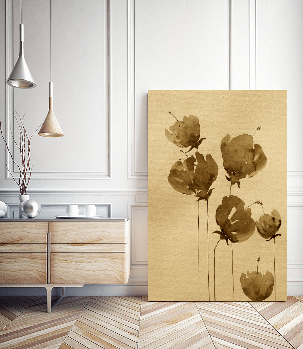 Poppies In Muted Sepia Tones