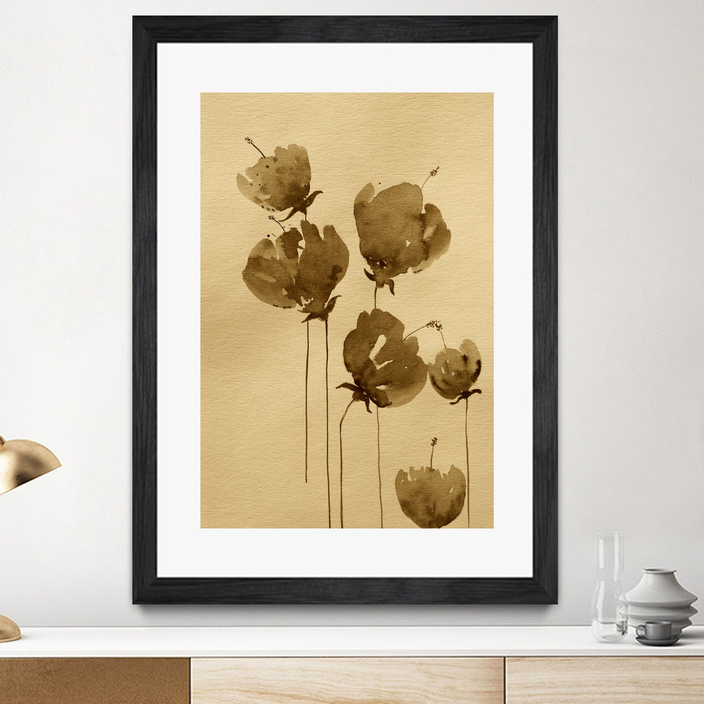 Poppies In Muted Sepia Tones