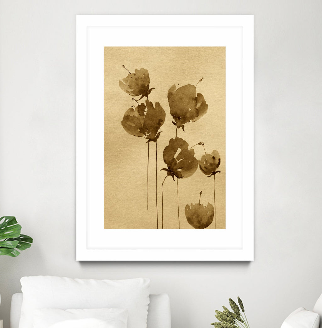 Poppies In Muted Sepia Tones