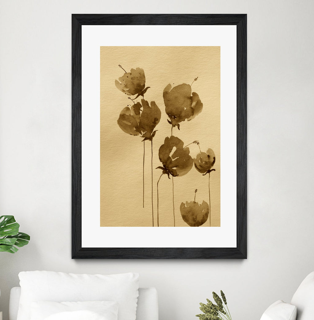 Poppies In Muted Sepia Tones